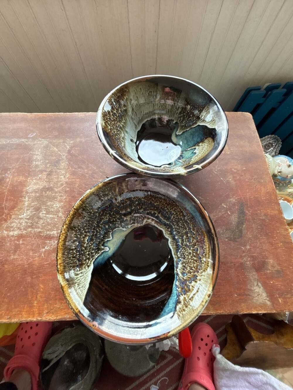 Jim T Handmade Studio Pottery Glazed Ceramic Bowls Set of 2